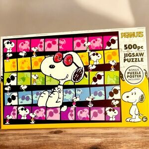 Peanuts Yellow and Pink Puzzle featuring Snoopy